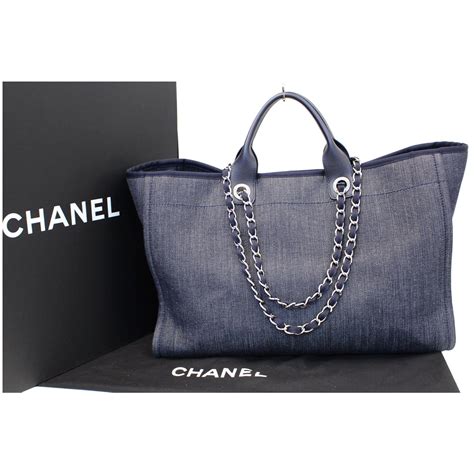 chanel denim bag|chanel denim shopping bag.